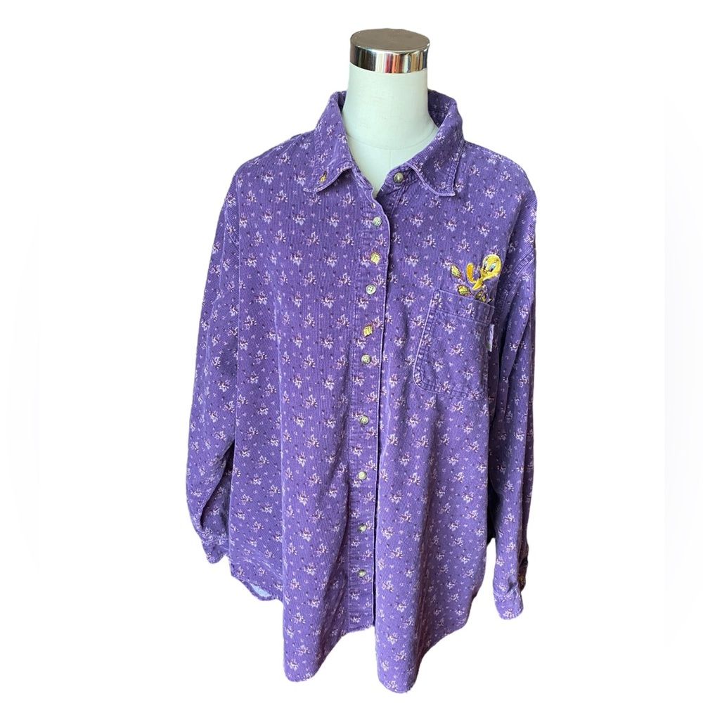 Warner Bros. Tweety Corduroy Long Sleeve Violet Shirt